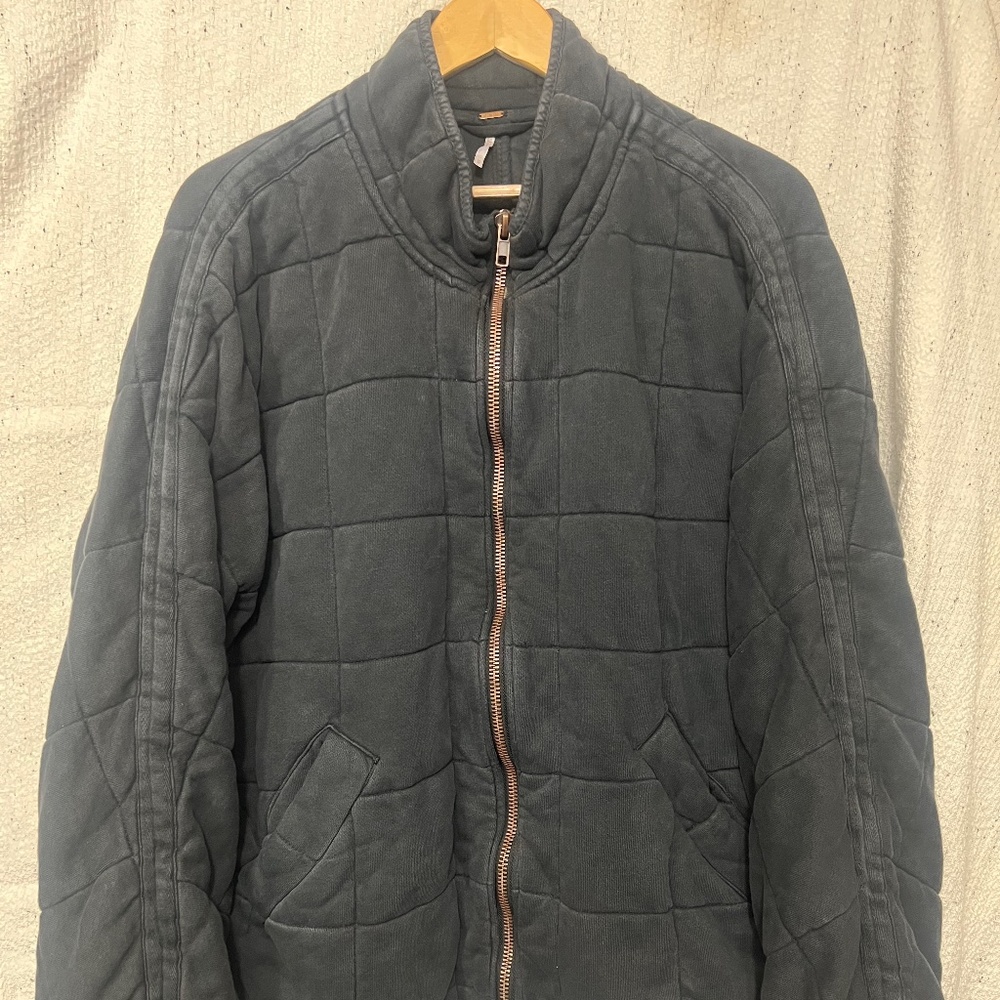 Like New Free People Quilted Knit Dolman Jacket - Black